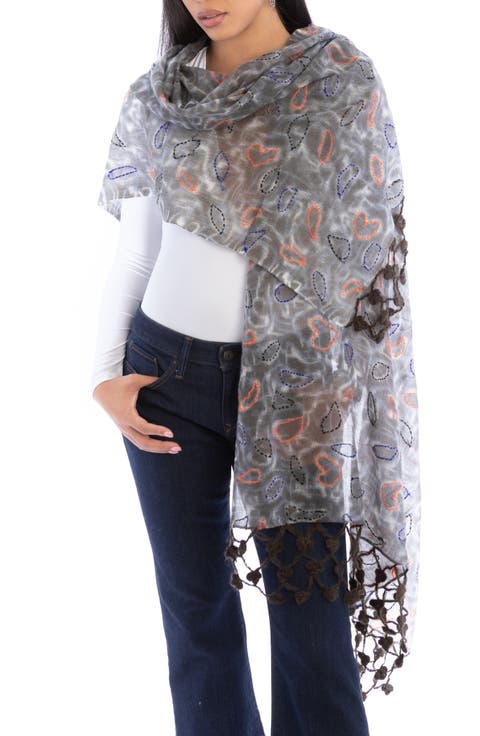 Mix Print Fringe Scarf