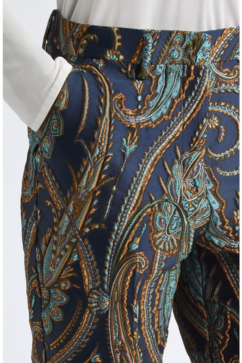 Bristol Paisley Jacquard Slim Leg Ankle Pants, Alternate, color, BLUE