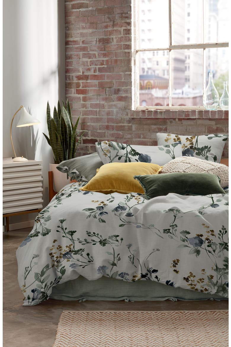 Botanical Blur Duvet Cover, Main, color, GREY CHIME MULTI