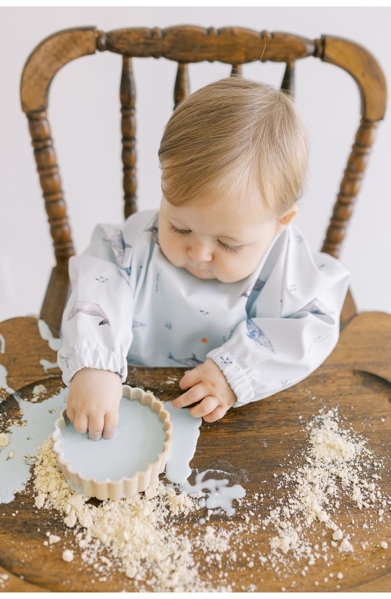 Neferland Premium Classic Low-Pocket Long Sleeve Bib Smock, Alternate, color, Whale Watching (6M-24M)