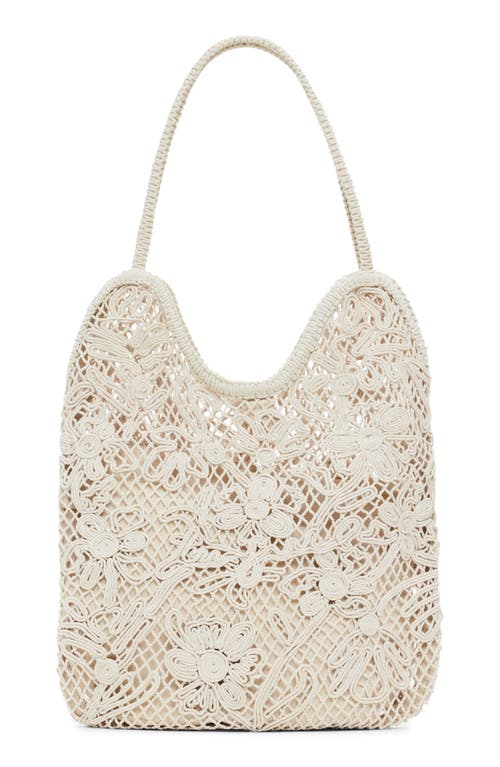 Desigual Medium Crochet & Soutache Shoulder Bag In Light Beige