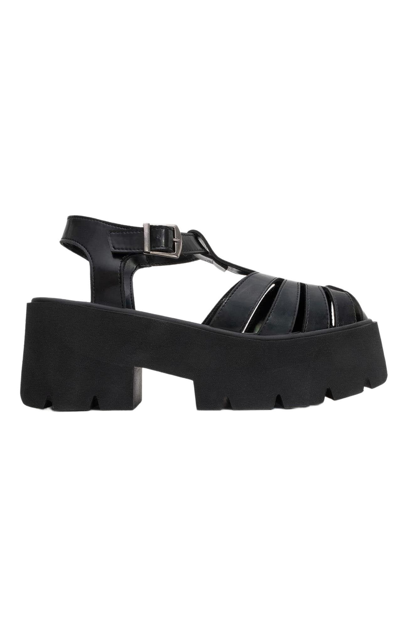 Prologue Shoes Verua Platform Sandal, Alternate, color, Black Faux Leather