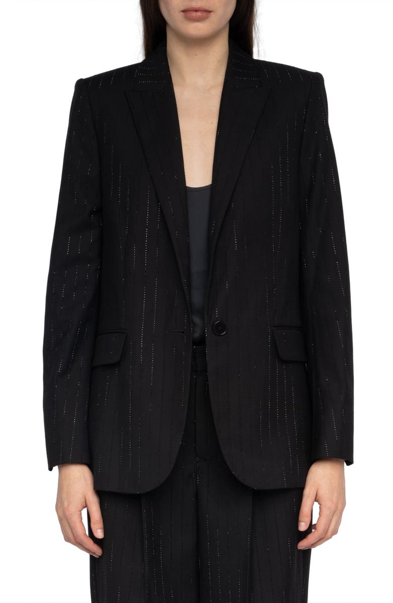 Zadig & Voltaire Valse Metallic Stripe Jacket, Main, color, Black