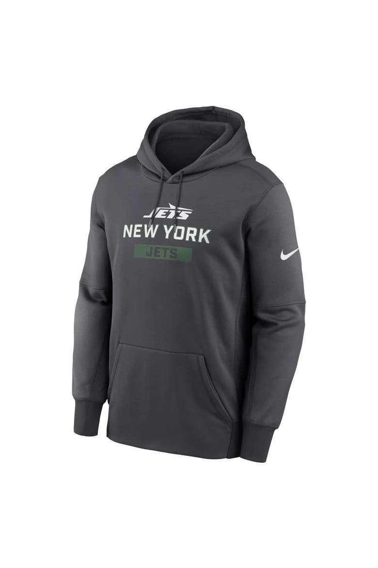 Men's Nike Anthracite New York Jets Toss Sweep Performance Pullover Hoodie, Alternate, color, Anthracite