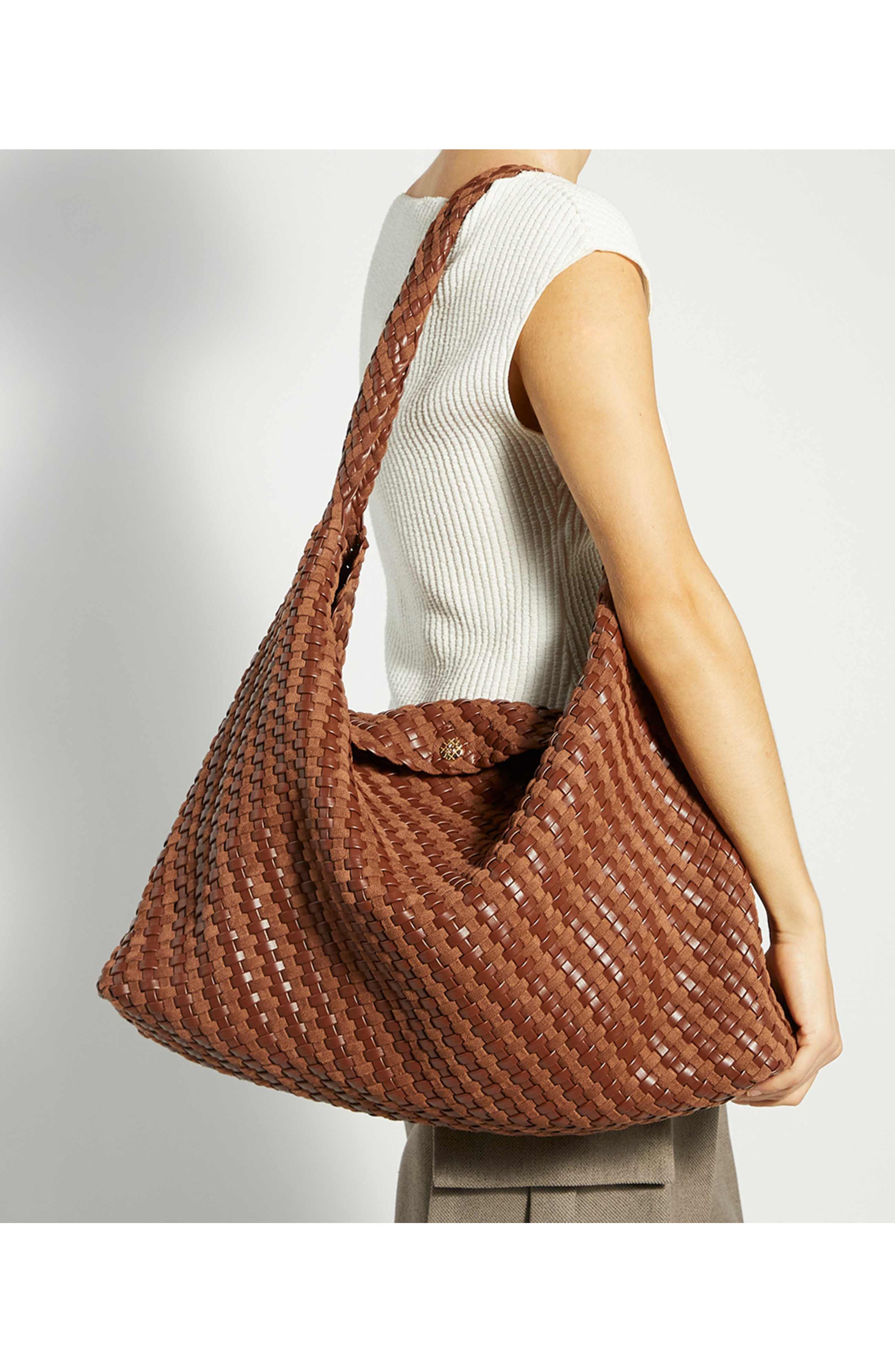 Dune London Deliberate Extra Large Woven Shoulder Bag, Alternate, color, Tan