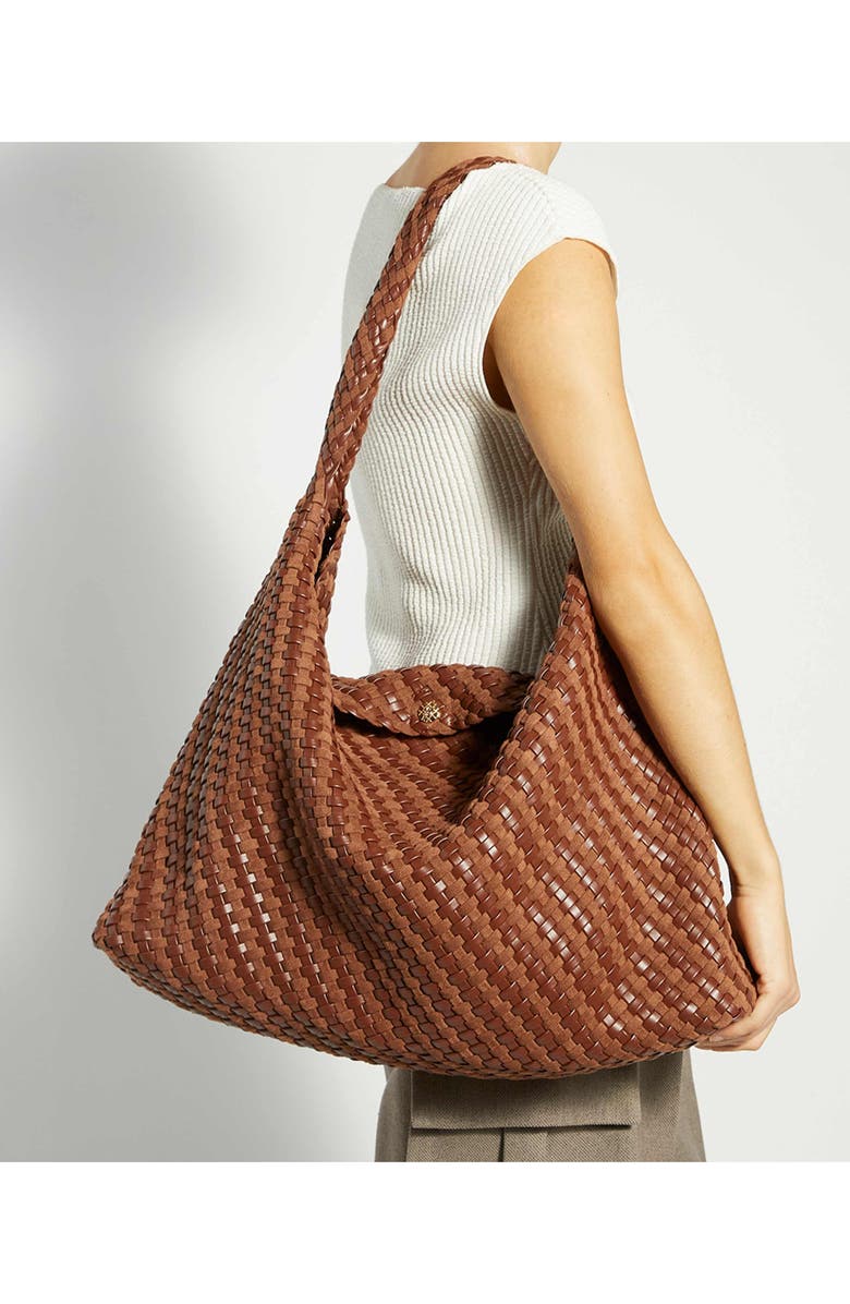 Dune London Deliberate Extra Large Woven Shoulder Bag, Alternate, color, Tan