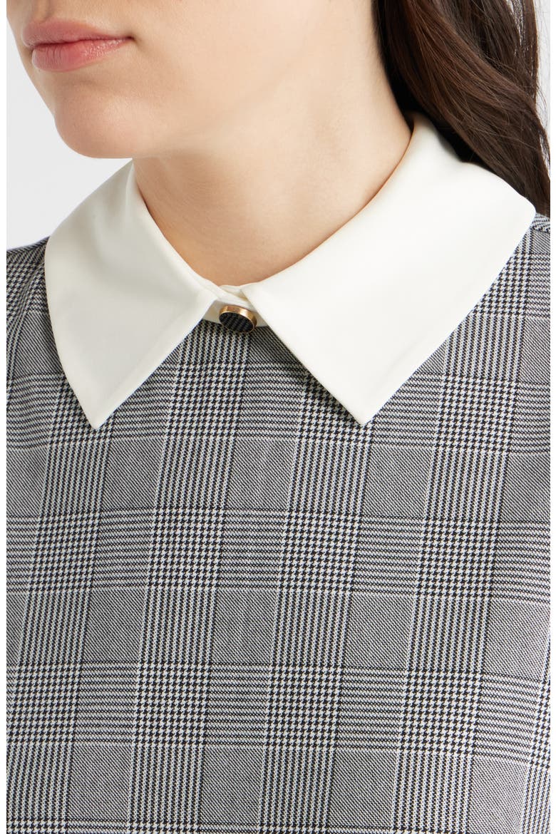 Atlas Glen Plaid Contrast Collar Dress, Alternate, color, BLACK-SUMMER WHITE