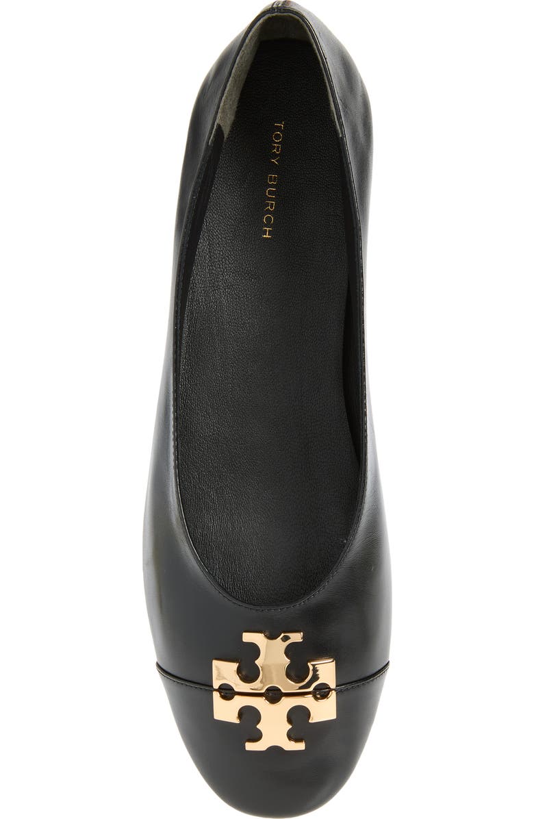 Tory Burch Charlie Cap Toe Ballet Flat, Alternate, color, Perfect Black / Gold