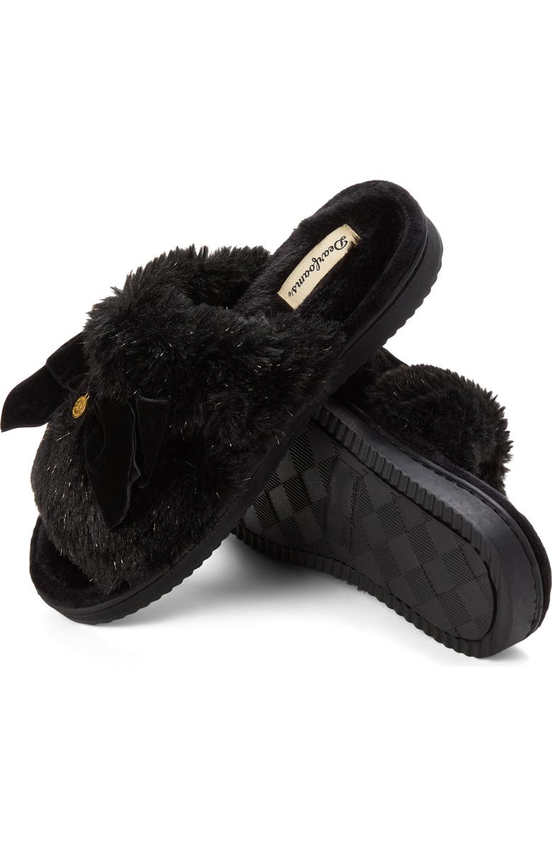 DEARFOAMS Bianca Pile Slide Slipper with Bow, Alternate, color, Black