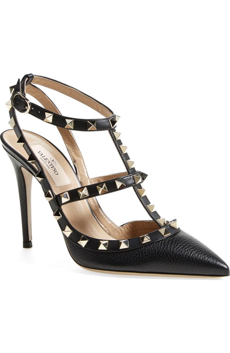 Valentino Garavani Rockstud T-Strap Pointy Toe Pump, Main, color,