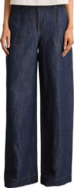 Reiss Ashby Wide Leg Linen & Cotton Pants