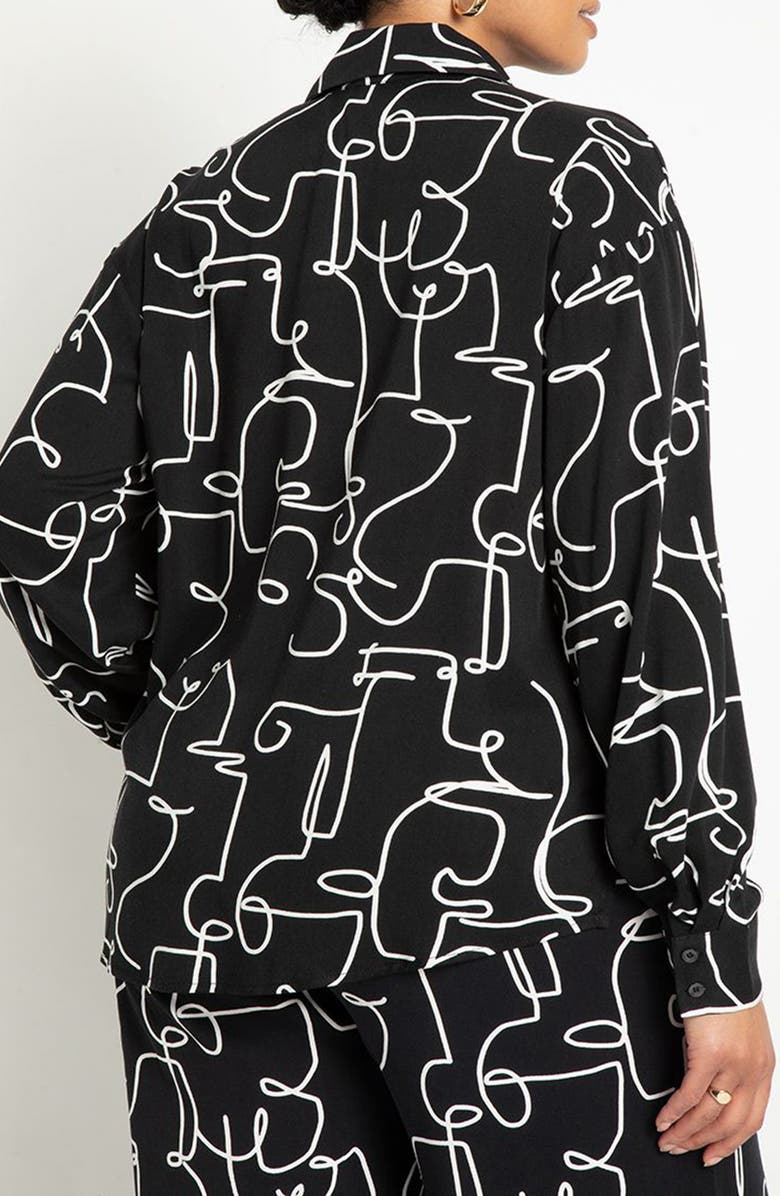 ELOQUII Abstract Pattern Button-Up Shirt, Alternate, color,