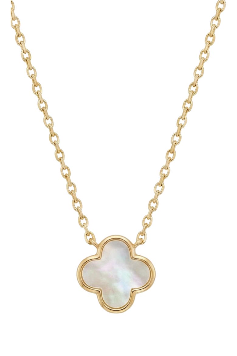Mother-of-Pearl Clover Pendant Necklace, Main, color, GOLD/ MOP