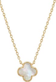 Argento Vivo Sterling Silver Mother-of-Pearl Clover Pendant Necklace