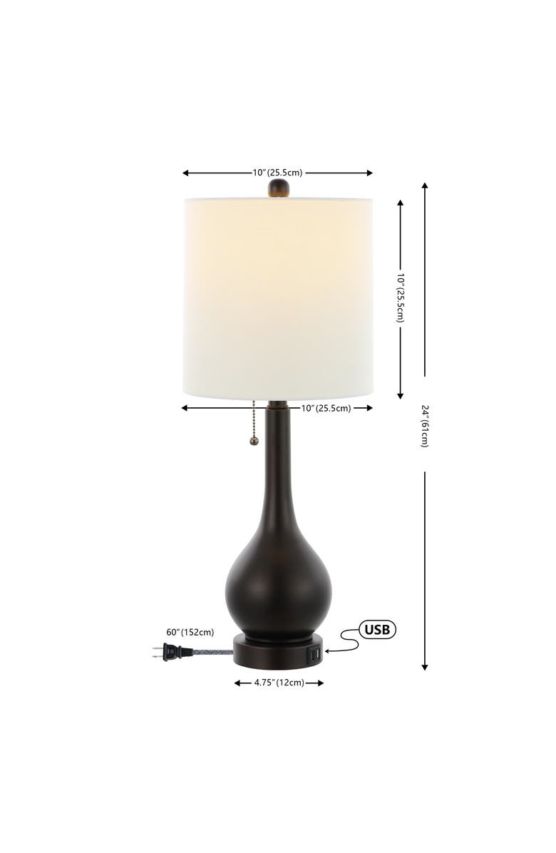 JONATHAN Y Tyler 24" Modern Classic Gourd Iron LED Table Lamp with Pull-Chain with Dual USB Charging Port, Alternate, color, Oil Rubbed Bronze