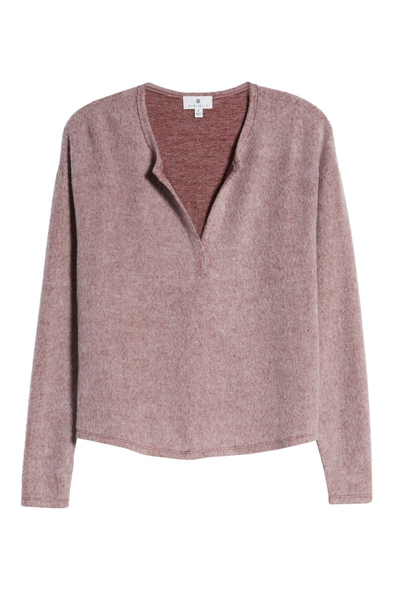 V-Neck Top, Alternate, color, BURGUNDY