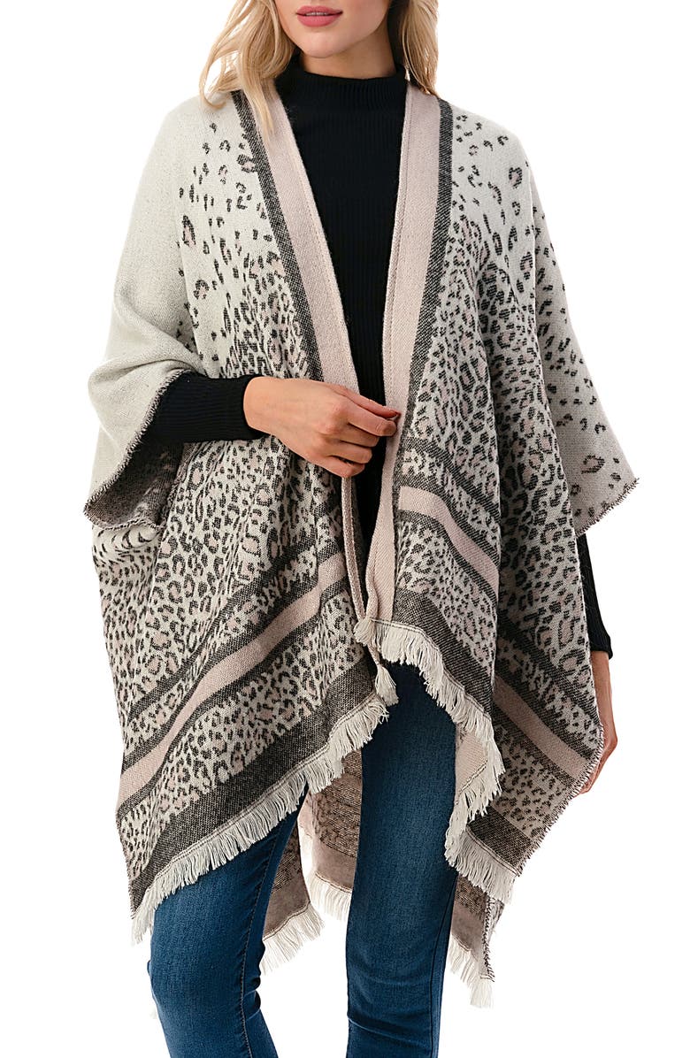 MARCUS ADLER Cheetah Print Ruana, Main, color, Ivory