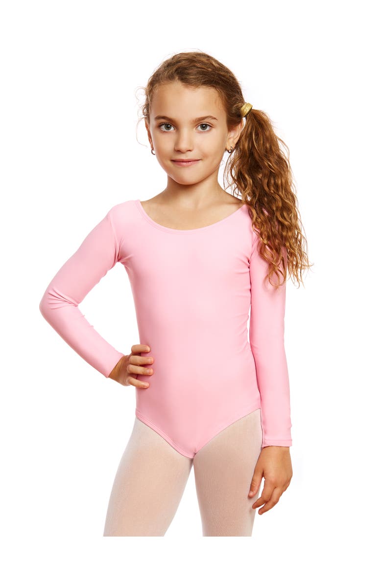 Leveret Girls Long Sleeve Leotard, Alternate, color, Light Pink