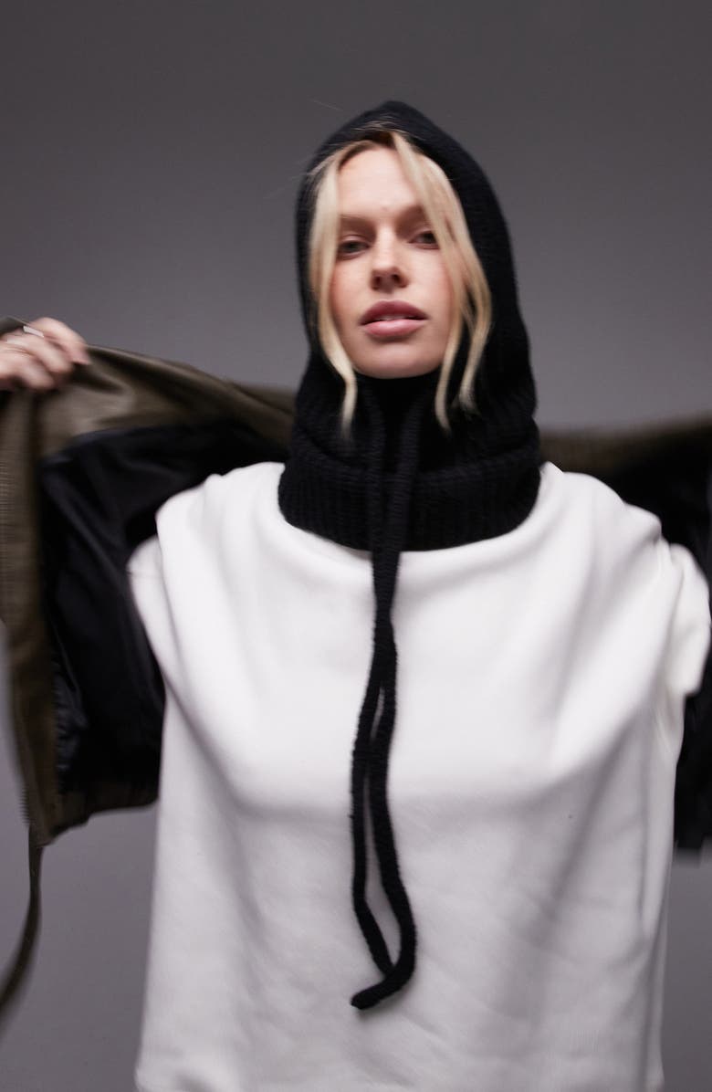Topshop Hero Rib Balaclava, Alternate, color, 