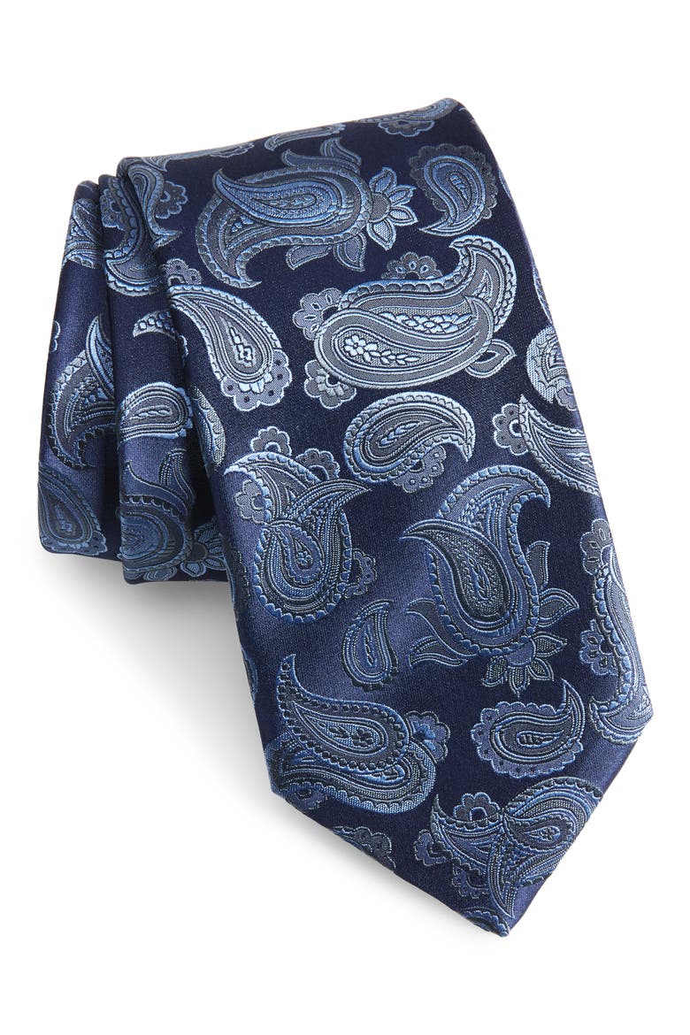 Paisley Silk Tie, Main, color, BLUE
