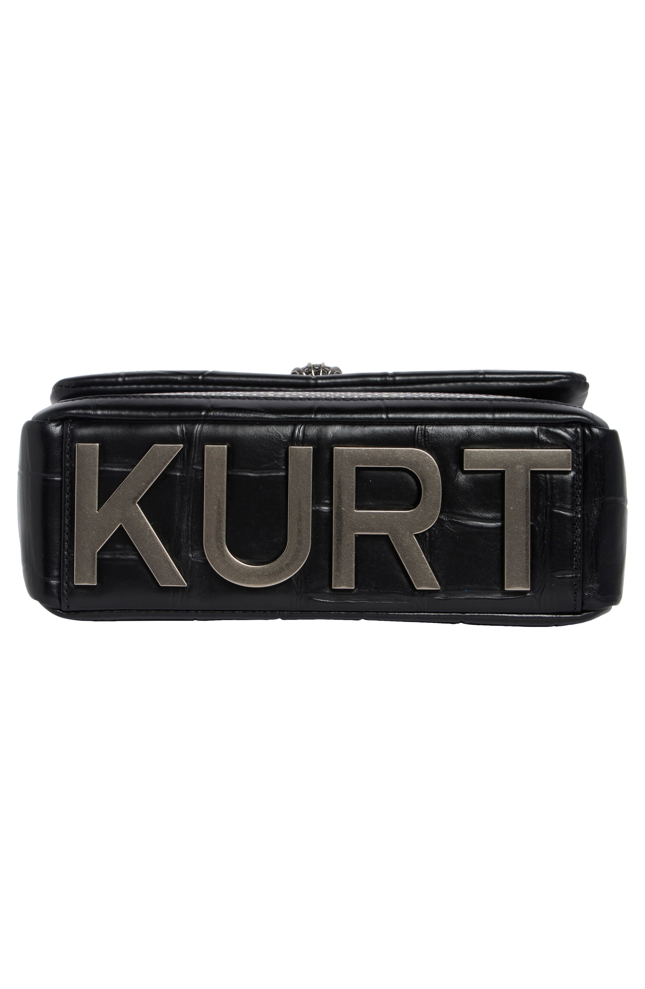 Kurt Geiger London Kensington Kurt Flap Shoulder Bag, Alternate, color, Black/ White