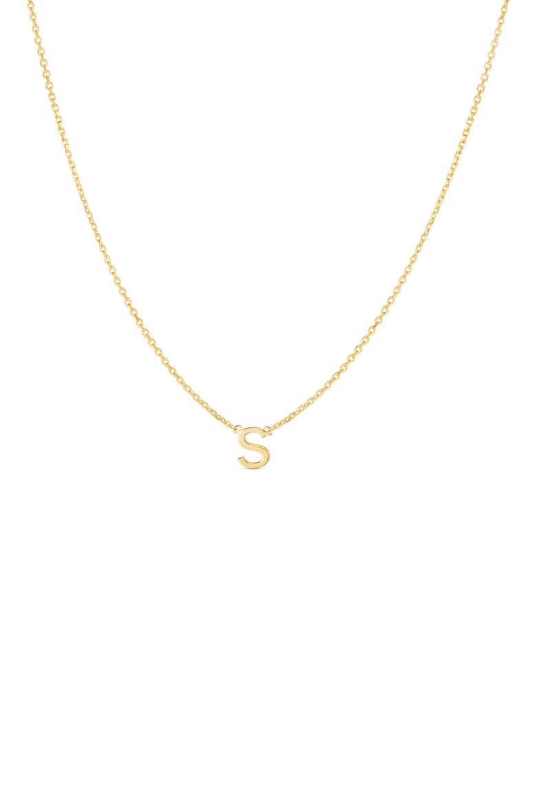 14K Gold Initial S Necklace, Main, color, YELLOW