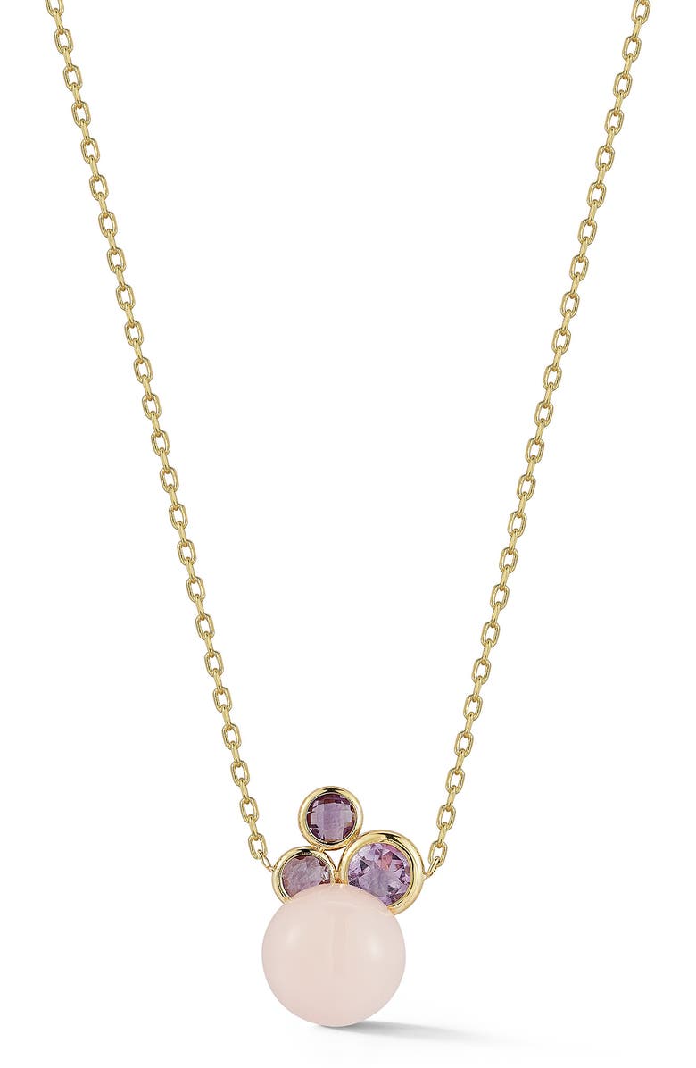 Ember Fine Jewelry Rose Quartz & Amethyst Pendant Necklace, Main, color, Gold