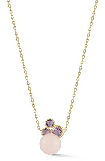 Ember Fine Jewelry Rose Quartz & Amethyst Pendant Necklace In Multi