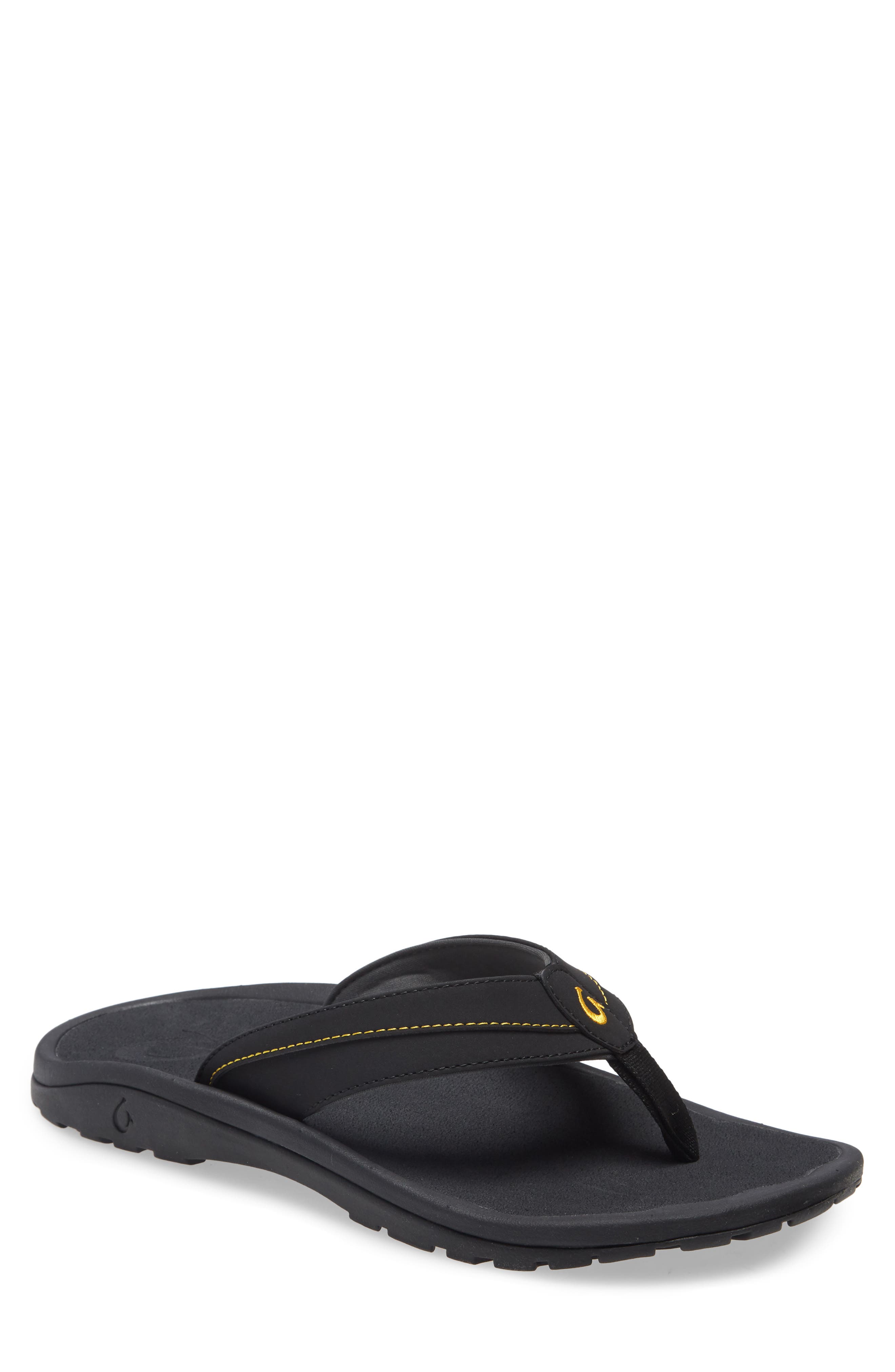 'Ohana Koa' Flip Flop, Main, color, BLACK SU
