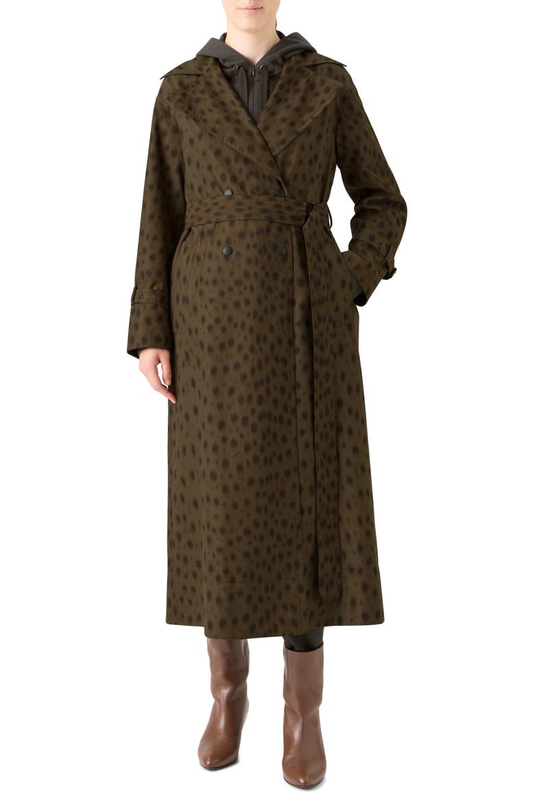 Leopard Print Trench Coat, Main, color, HAZEL-BARK