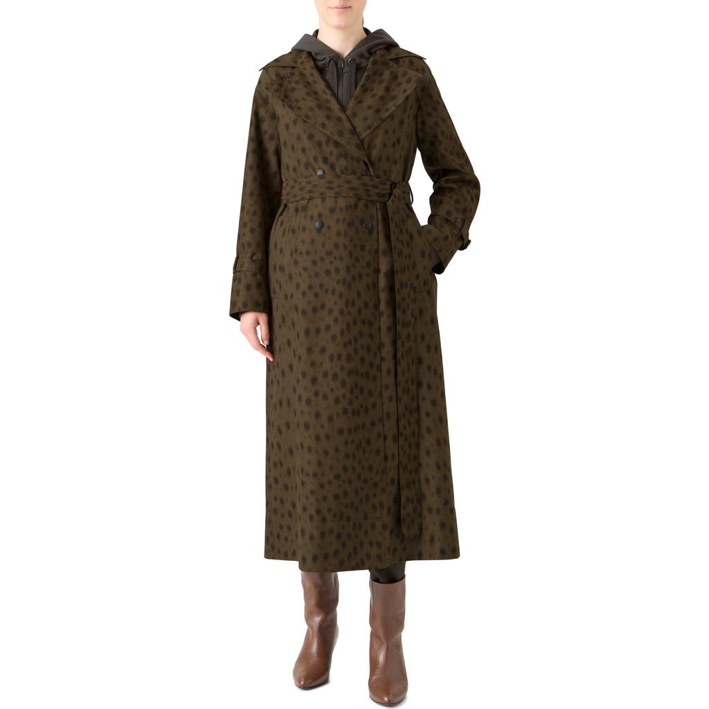 Akris Punto Leopard Print Trench Coat In Green
