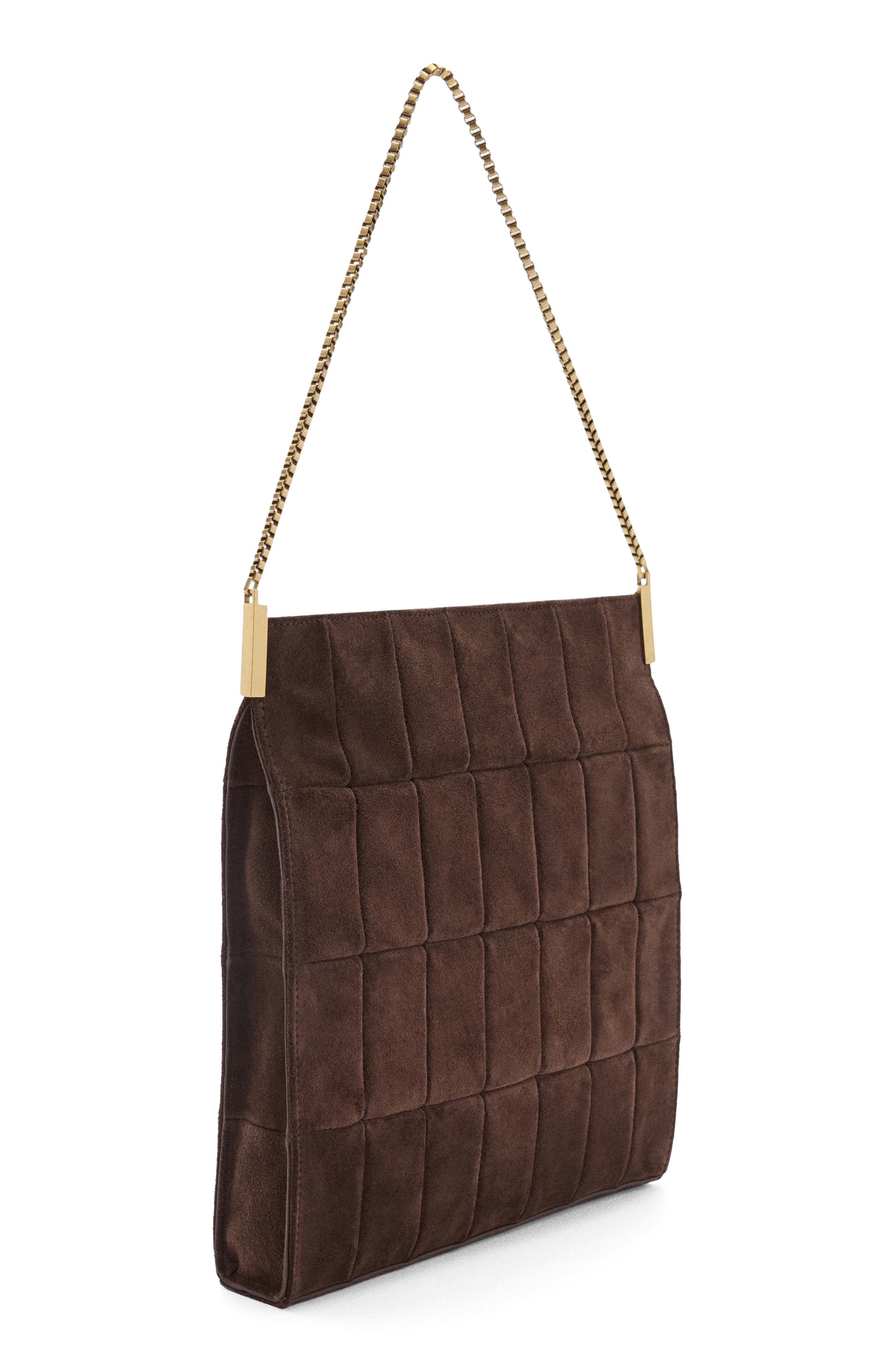 MANGO Quilted Suede Shoulder Bag, Alternate, color, 