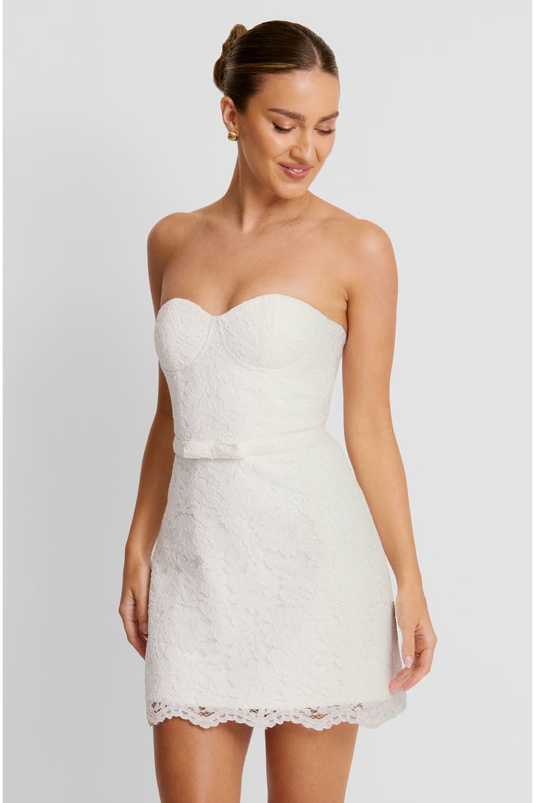 Lace Bandeau Corset Mini Dress, Main, color, White