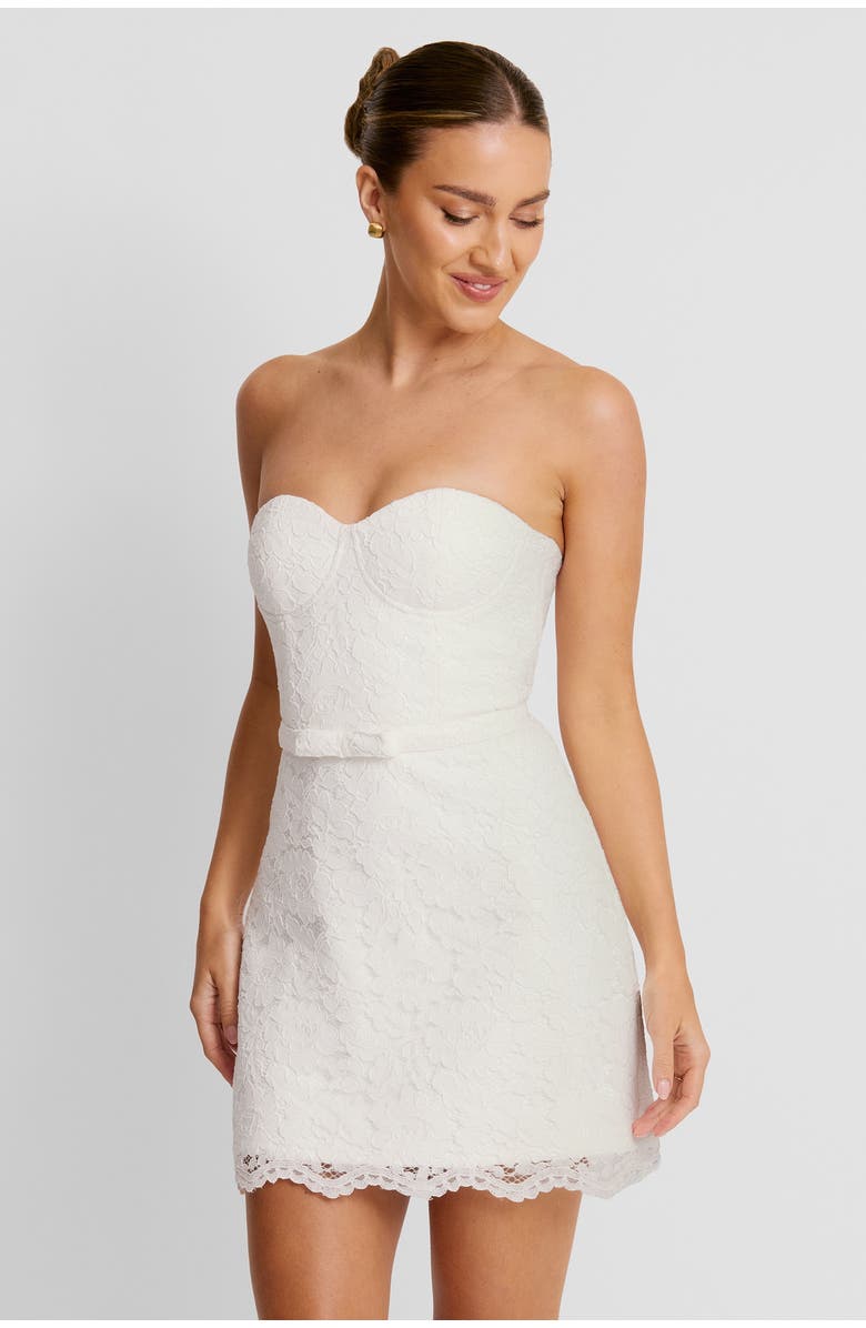Six Stories Lace Bandeau Corset Mini Dress, Main, color, White