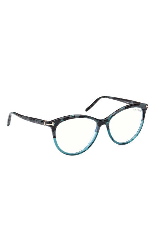 Tom Ford 55mm Round Blue Light Blocking Glasses In Multi