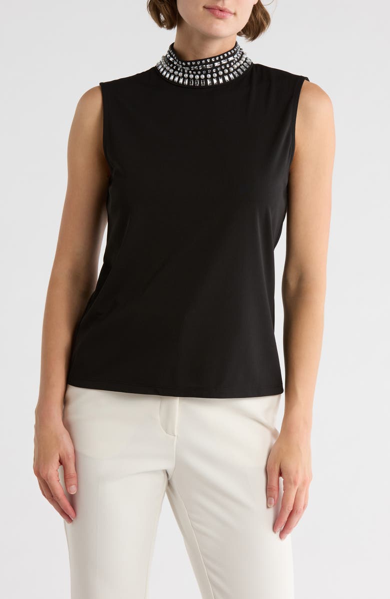 JASON WU Embellished Mock Neck Knit Top, Main, color, Black