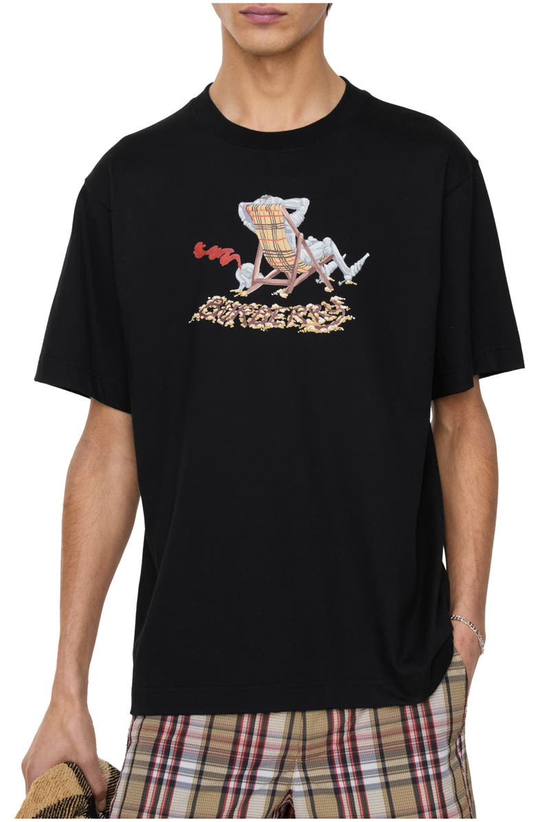Burberry Beach Knight Cotton T-shirt, Main, color, Black