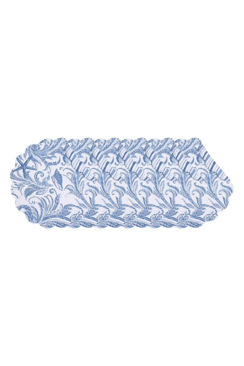 Tidal Waves Round Set of 6 Placemats  17", Main, color, Blue