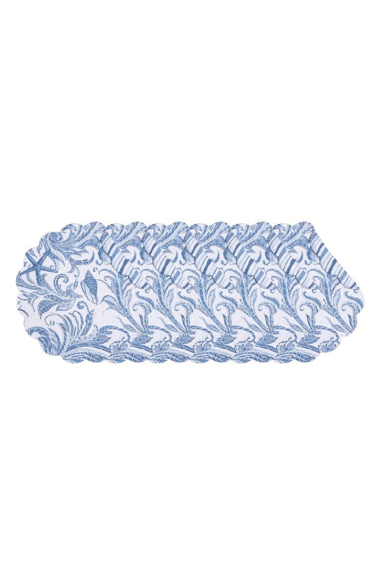 C&F Home Tidal Waves Round Set of 6 Placemats  17", Main, color, Blue