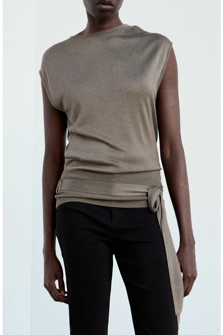 Belted Sweater Vest, Main, color, MEDIUM BROWN