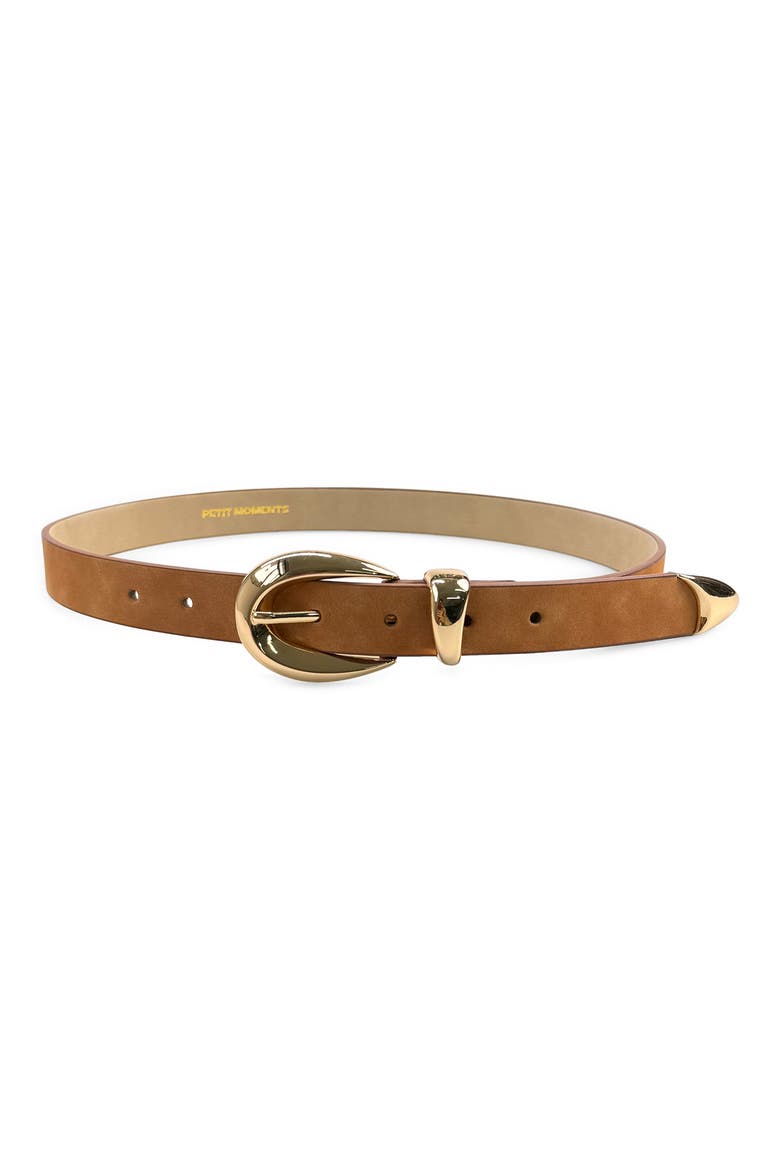 Marisa Faux Suede Belt, Main, color, BROWN SUEDE/ GOLD