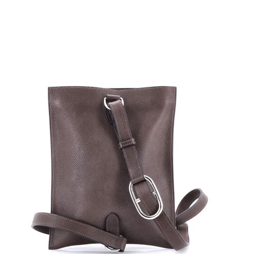 Pre-owned Hermes Hermes Pochenplus Sling Wallet Leather In Brown