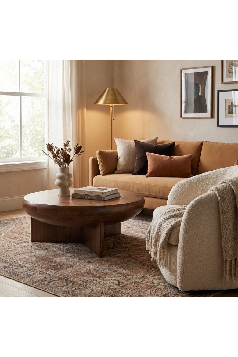 Semi-Sphere Coffee Table with Solid Legs, Alternate, color, Brown