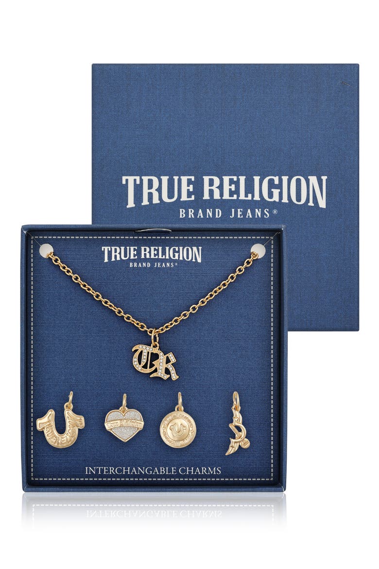 Interchangeable Charm Necklace Set, Main, color, GOLD TONE