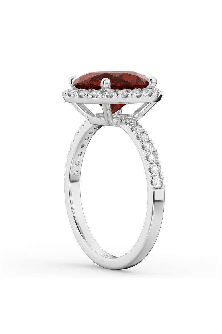 Oval Cut Halo Garnet & Diamond Engagement Ring 14K, Alternate, color, 3.31ct/White Gold