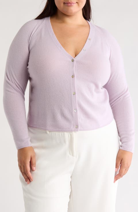 Cashmere V-Neck Cardigan (Plus)