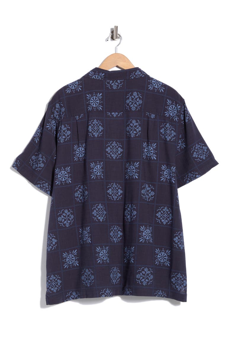 Floral Checkerboard Camp Shirt, Alternate, color, PARISIAN NIGHT
