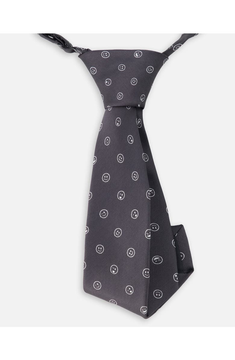 Deux par Deux Smiles Neck Tie, Alternate, color, Black Printed Smiles