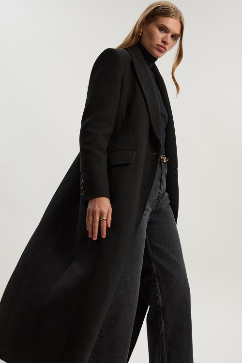 Karen Millen Wool Blend Tailored Fitted Maxi Coat In Black