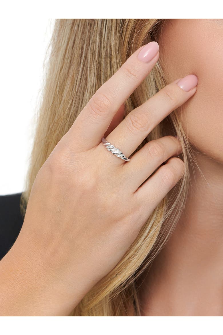 Rope Ring in Rhodium Plated Sterling Silver, Alternate, color, Silver